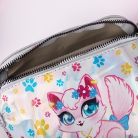 Сумка детская поясная &laquo;Котёнок&raquo; на молнии, серебристая