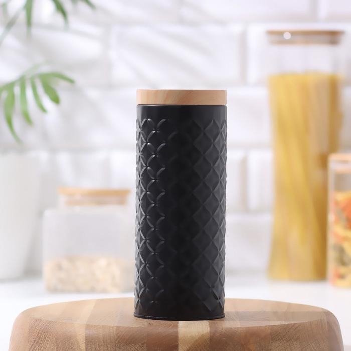 Банка для сыпучих продуктов &laquo;Сканди&raquo;, 790 мл, 19&times;7,5 см, цвет чёрный