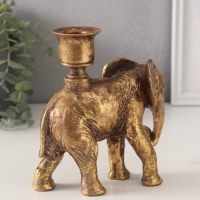 Подсвечник полистоун на 1 свечу "Индийский слон" золото 14х6х15 см