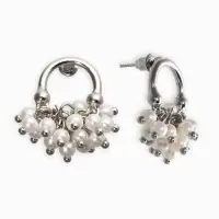 Серьги жемчуг &laquo;Виноград&raquo;, белые в серебре
