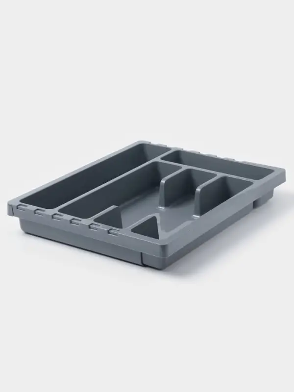 Лоток для столовых приборов раздвижной &laquo;Смарт&raquo;, тёмно-серый