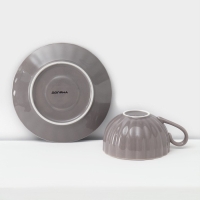 Сервиз фарфоровый чайный Доляна &laquo;Вивьен&raquo;, 12 предметов: 6 чашек 200 мл, 6 блюдец d=15 см, цвет серый