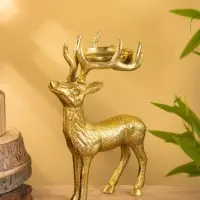 Подсвечник "Сохатый" 15,5х9х22,5 см, алюминий, золотой