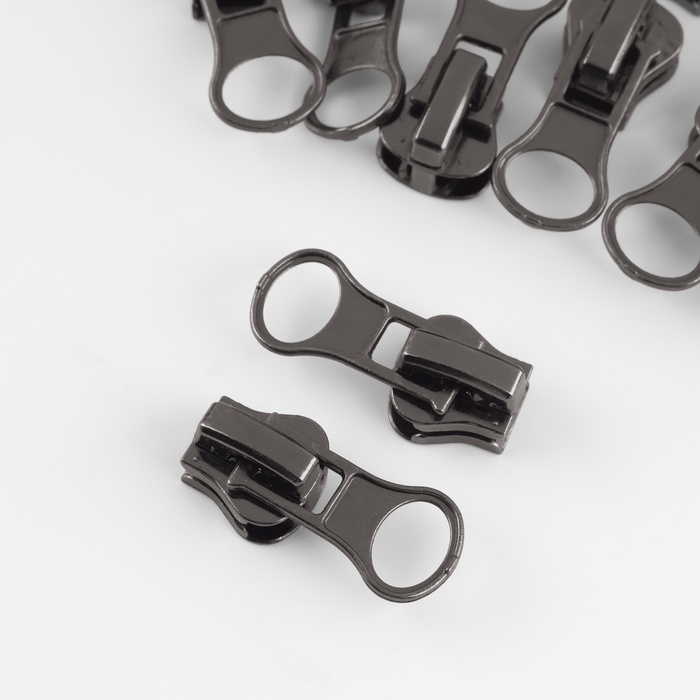 Бегунок автоматический для молнии &laquo;Трактор&raquo;, №5, 10 шт, цвет чёрный никель