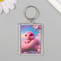 Новогодний брелок акрил "Розовая змея" 3,5х5 см