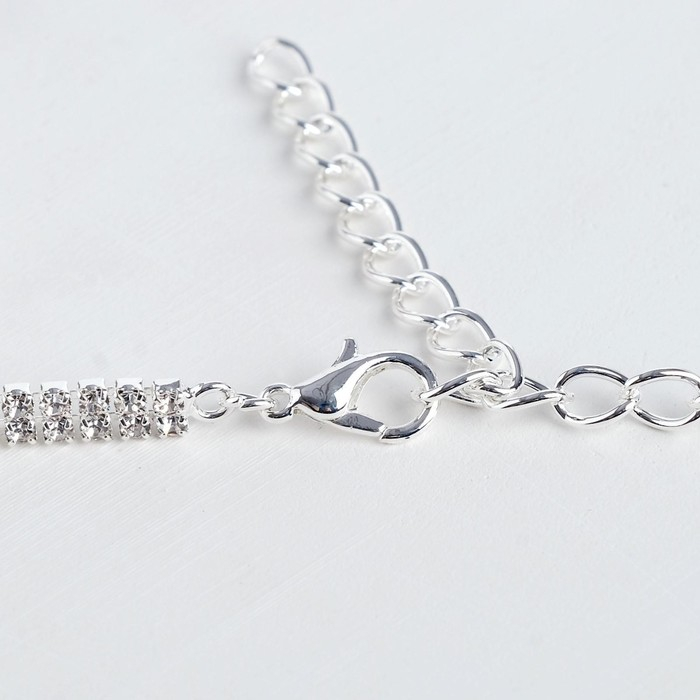 Набор 2 предмета: серьги, колье &laquo;Лёд&raquo; косичка, 80см, цвет белый в серебре, 80см