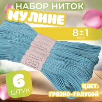 Набор ниток мулине №807, 8 &plusmn; 1 м, 6 шт, цвет грязно-голубой