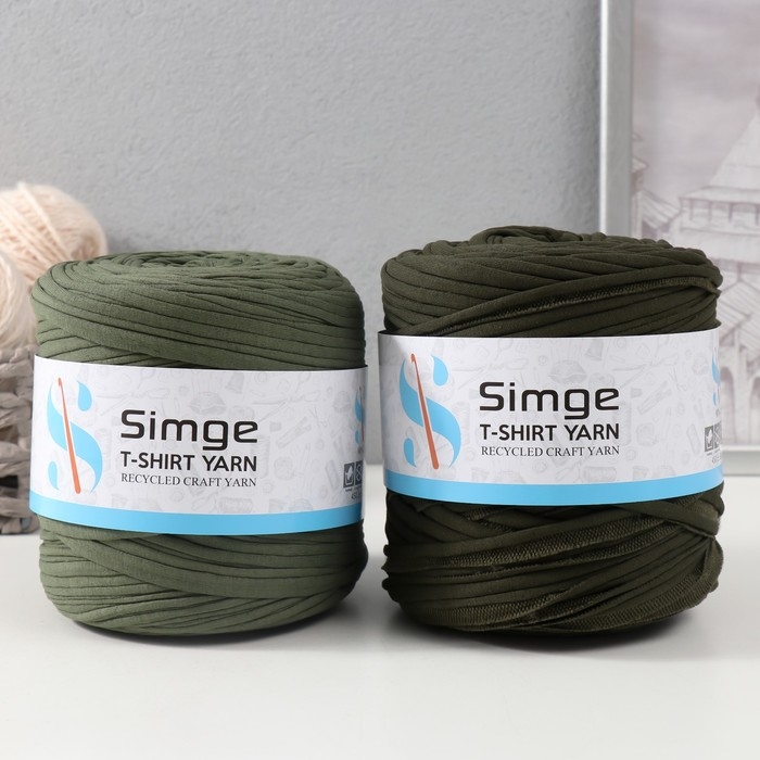 Трикотажная пряжа вторичная 90% хлопок,10% п/э, 100м/450&plusmn;50 гр (лес) МИКС