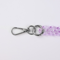 Цепочка для сумки, пластиковая, с карабинами, 23 &times; 17 мм, 68 см, цвет сиреневый/серебряный