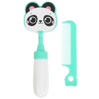 Набор расчёсок с погремушкой &laquo;Панда&raquo;, 2 предмета: расчёска с зубчиками + щётка
