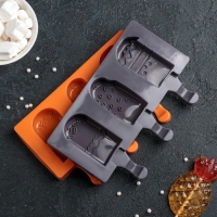 Форма для мороженого &laquo;Эскимо со сладостями&raquo;, силикон, 19,5&times;17,7 см, 3 ячейки (7&times;4,2 см), цвет МИКС