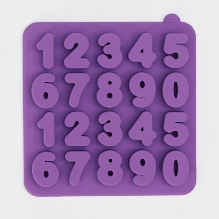 Форма для кондитерских украшений Доляна &laquo;Цифры&raquo;, силикон, 16&times;16&times;2 см, 20 ячеек (2,9&times;2,2 см), цвет МИКС