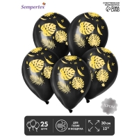 Воздушный шар латексный 12" &laquo;Листья&raquo;, пастель, цвет чёрный, 25 шт.