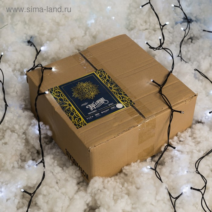 Гирлянда &laquo;Занавес&raquo; 2 &times; 9 м, IP44, УМС, тёмная нить, 1800 LED, свечение белое, мерцание, 220 В