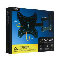 Кронштейн Luazon KrON-56, для ТВ, наклонно-поворотный, 14-42", 80-390 мм от стены, чёрный