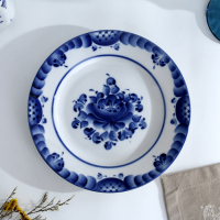 Тарелка &laquo;Цветы&raquo;, плоская, D=20 см, гжель