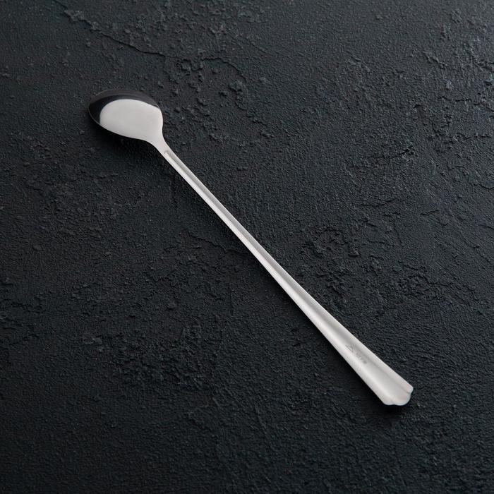 Ложка для коктейлей &laquo;Новинка&raquo;, длина 20 см, толщина 1,2 мм, упрощённой обработки, цвет серебряный