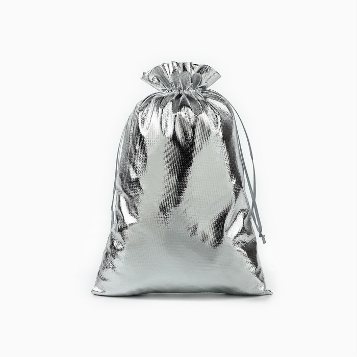 Мешочек подарочный парча &laquo;Северная почта&raquo;, серебро, 20 х 30 см , Новый год