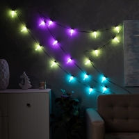 Умная гирлянда &laquo;Нить&raquo; 6 м с насадками &laquo;Лампочки&raquo;, IP20, тёмная нить, 20 LED, свечение RGB, USB