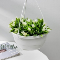 Кашпо уличное с прикорневым поливом &laquo;Мальва&raquo;, 4,7 л, цвет белый