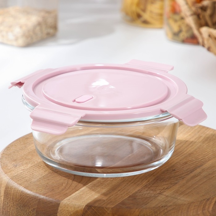 Контейнер из жаропрочного стекла круглый Cook and Freeze, 900 мл, 18&times;7 см, цвет МИКС