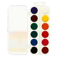 Акварель 12 цветов "Гамма" "Юный художник", медовая, без кисти, пластик