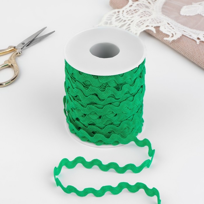 Тесьма отделочная &laquo;Вьюнчик&raquo;, 5 мм, 27 &plusmn; 1 м, цвет зелёный