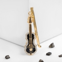 Брошь &laquo;Скрипка&raquo;, цвет чёрно-белый в золоте