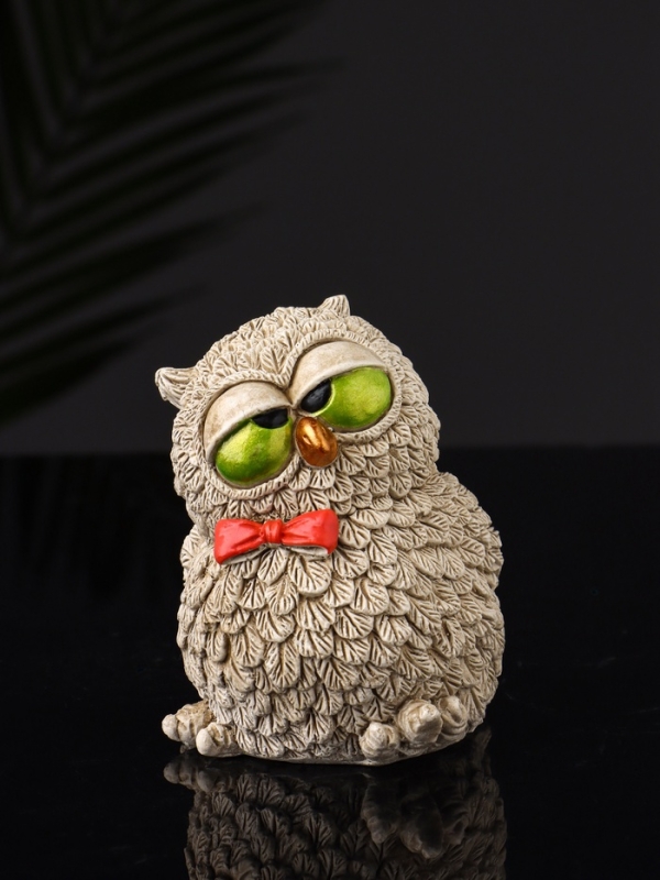 Набор фигур "4 совы на подносе" размер 20х10х10 см, бежевый