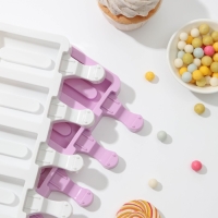 Форма для мороженого &laquo;Сицилия&raquo;, силикон, 19,5&times;11 см, 4 ячейки (6,8&times;3,5 см), цвет МИКС