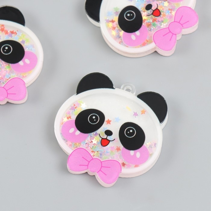 Шейкер для творчества акрил "Панда с бантом" с глиттером набор 5 шт 0,6х4,4х4,3 см