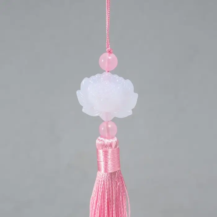 Подвеска текстиль, пластик "Кисть. Лотос" розовая 1,2х2,7х14,5 см