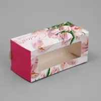 Коробка для макарун, кондитерская упаковка &laquo;Самой чудесной тюльпаны&raquo;, 12 х 5.5 х 5.5 см