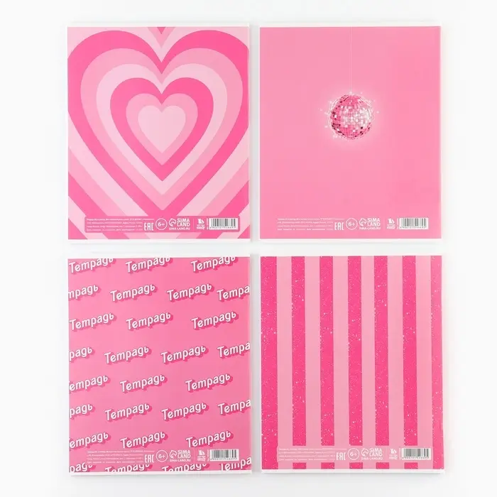 Тетрадь в клетку, 36 л., А5, на скрепке, блок №1 &laquo;Розовый&raquo; МИКС