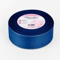 Лента репсовая 40мм*25&plusmn;1ярд(23м&plusmn;1м) серебряные нити №40 синий АУ