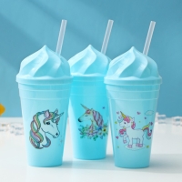 Стакан &laquo;Сказочный единорог&raquo;, 450 мл, с крышкой и трубочкой, рисунок МИКС