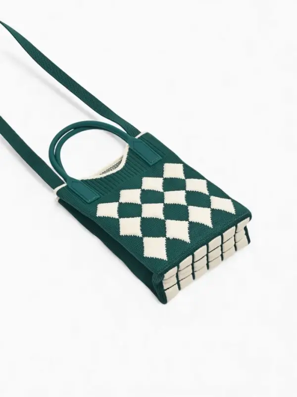 Сумка подр Ромбы, 12*4*17, отд на кнопке, дл ремень, зеленый