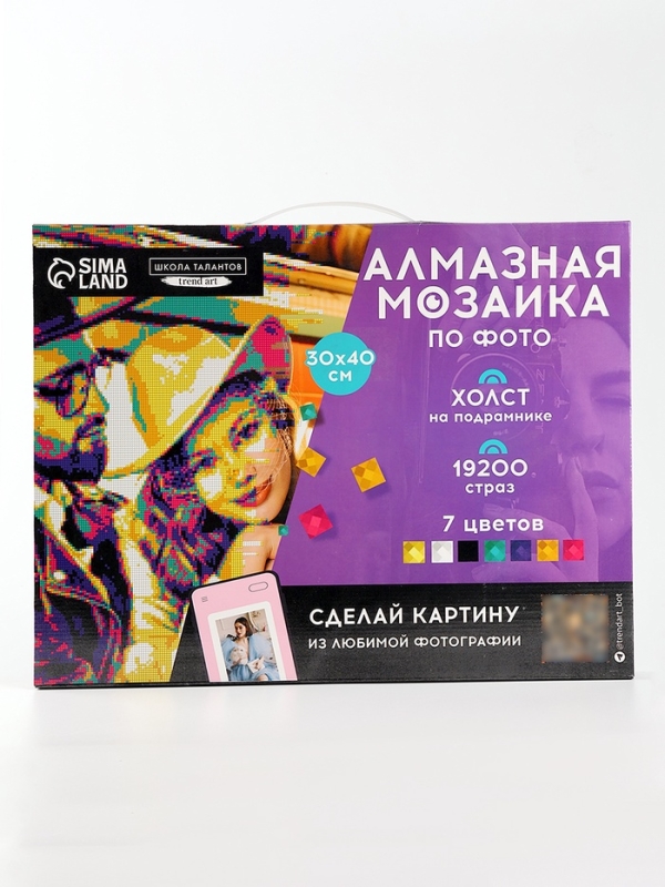 Алмазная мозаика по фото с полным заполнением &laquo;Pop Art&raquo;, на холсте с подрамником, 30 х 40 см