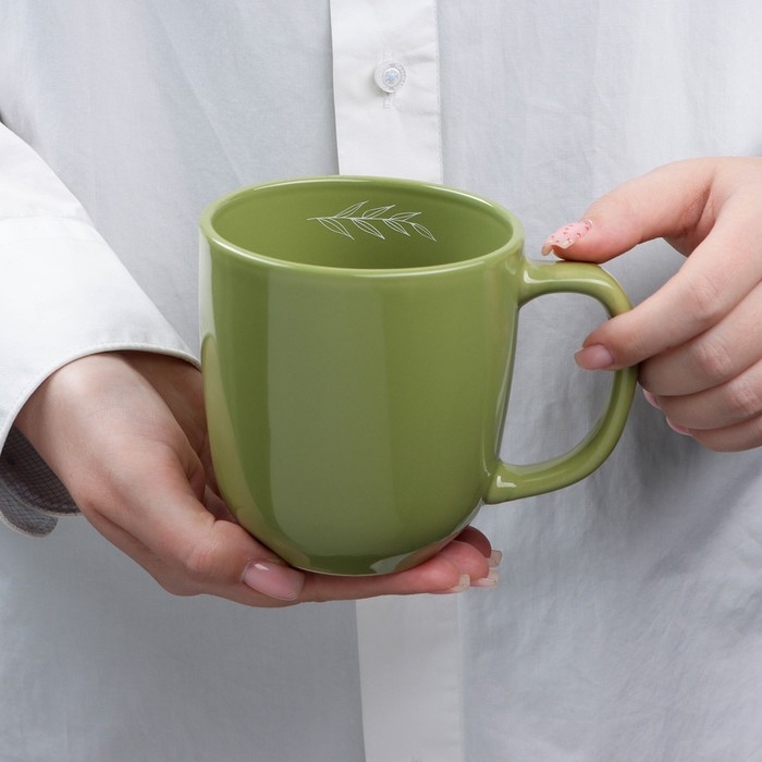 Кружка керамическая Dolce Ceramo &laquo;Олива&raquo;, 450 мл, зелёная