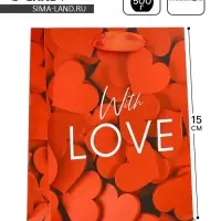 Пакет подарочный ламинированный &laquo;С любовью&raquo;, S 12 х 15 х 5.5 см