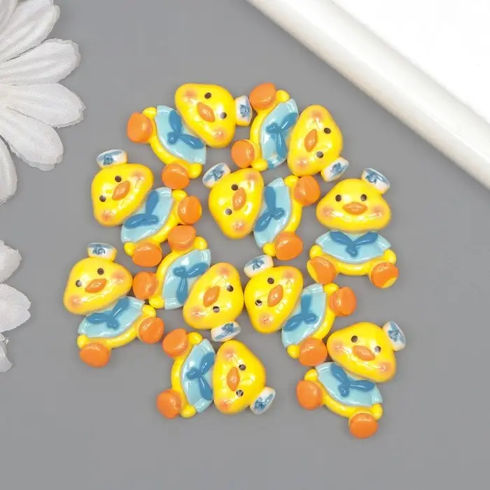 Декор для творчества пластик "Уточка жёлтая, матрос" 2,7х2х1 см