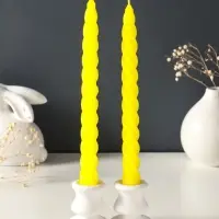 Набор свечей витых, 2,3х 24,5 см, 5 ч, 50 г, 2 штуки, жёлтый