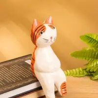 Сувенир дерево "Кот сидячий" цв. оранжевый, 6х6х15 см