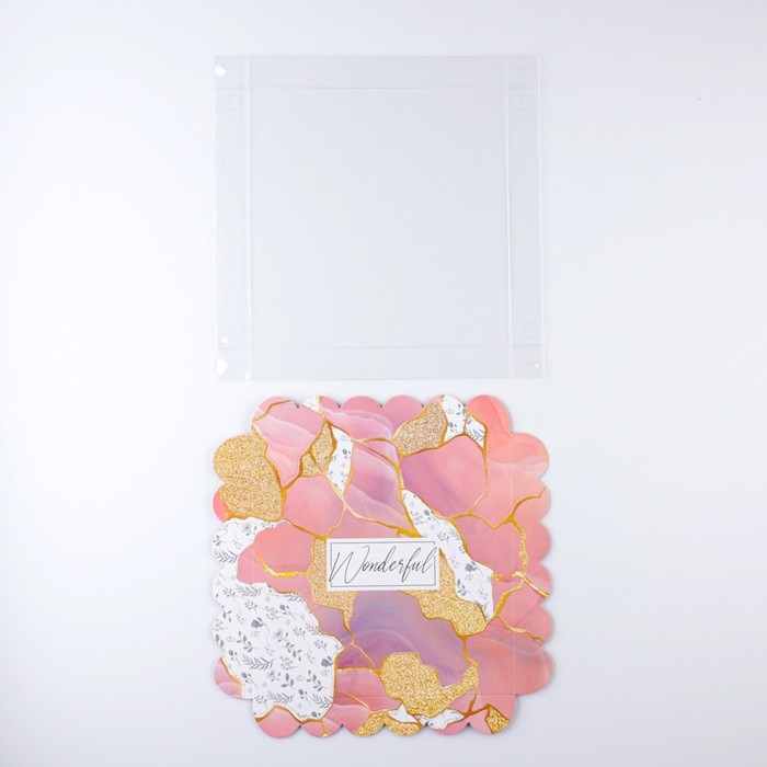 Коробка для печенья, кондитерская упаковка с PVC крышкой, &laquo;Камень&raquo;, 21 х 21 х 3 см