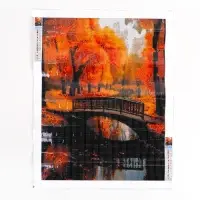 Алмазная вышивка полное заполнение "Осень в парке", 30*40 см, на холсте