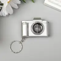 Фонарик брелок для ключей на кольце &laquo;Фотоаппарат&raquo;, мигает, золото/серебро, 3.3&times;4.8&times;2 см, МИКС