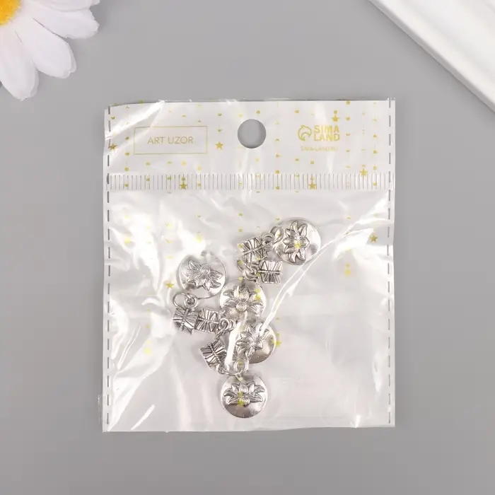 Бейл с подвеской металл для творчества "Лотос" серебро 2,7х1,4 см