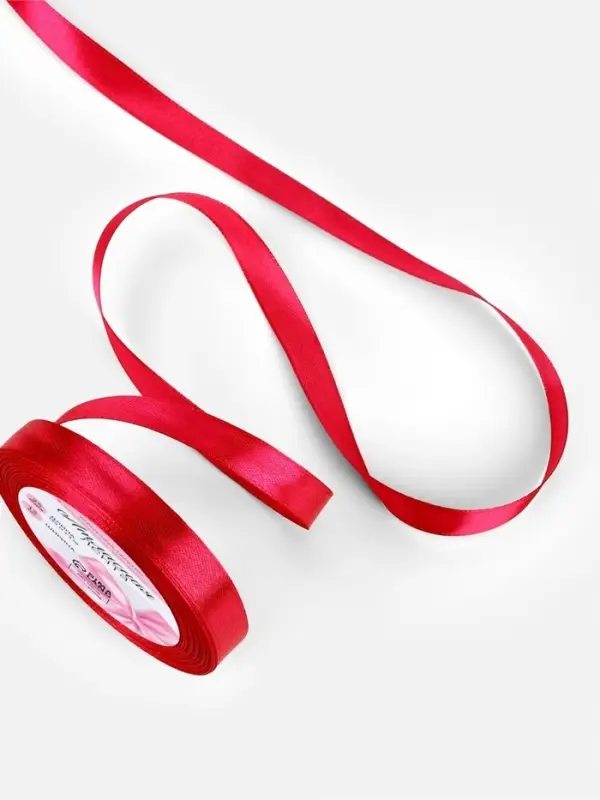 Лента атласная, 12 мм, 23&plusmn;1 м, красная №33