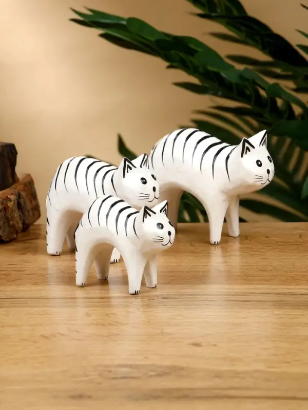 Набор сувенирный "Кошки" дерево H 7.5; 7; 5.5 см, цв. белый
