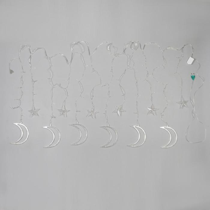 Гирлянда &laquo;Бахрома&raquo; 2.7 &times; 0.9 м с насадками &laquo;Месяц&raquo;, IP20, прозрачная нить, 138 LED, свечение тёплое белое, 8 режимов, 220 В